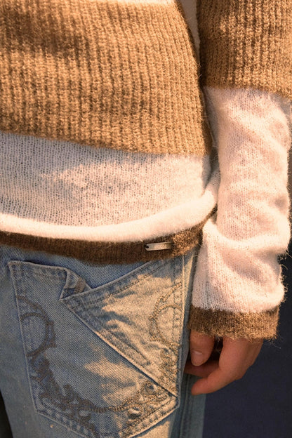 Color-Block Asymmetrical Knit Sweater