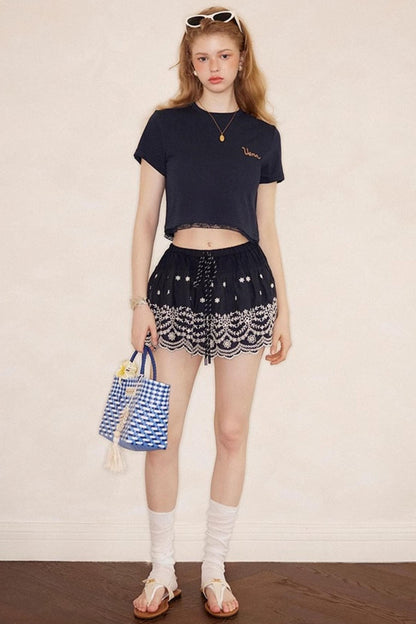 Embroidery Lace A-Line Skirt