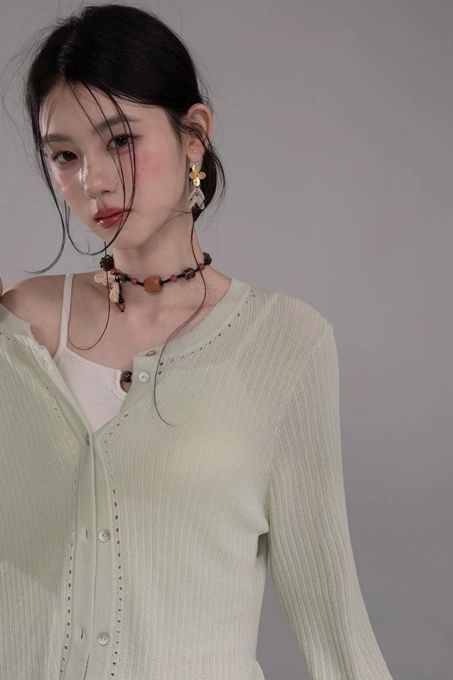 Cloud White Knit Cardigan Top