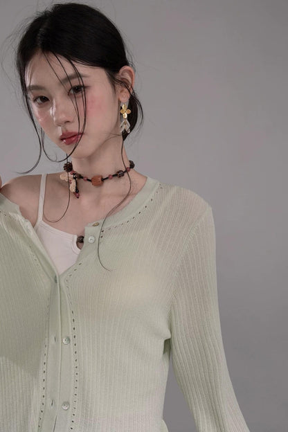 Cloud White Knit Cardigan Top