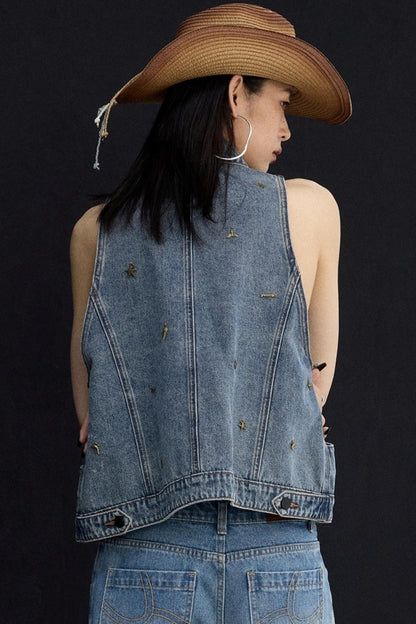 Ocean Blue Denim Vest