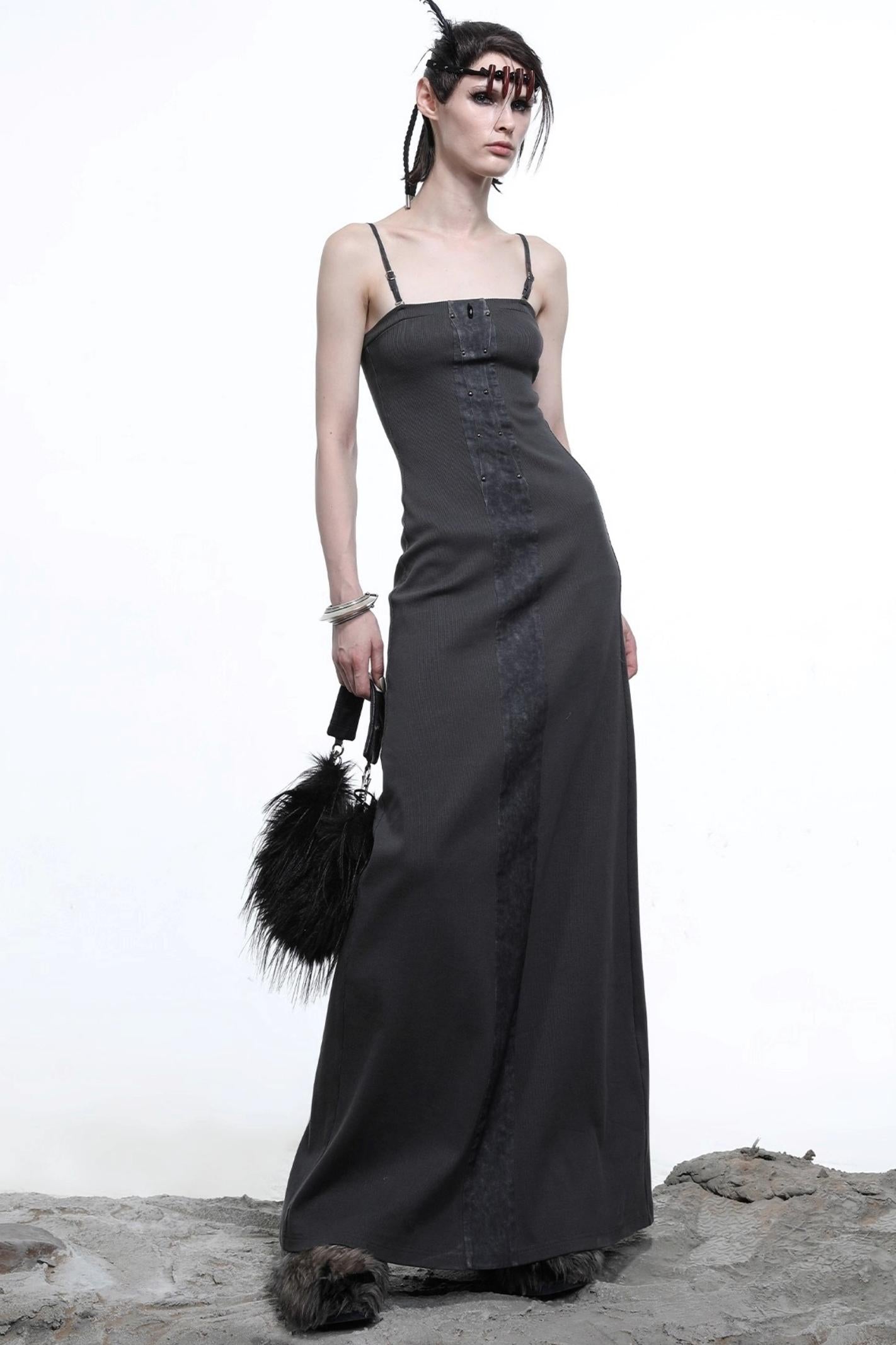 Patchwork Slim Slip Dress