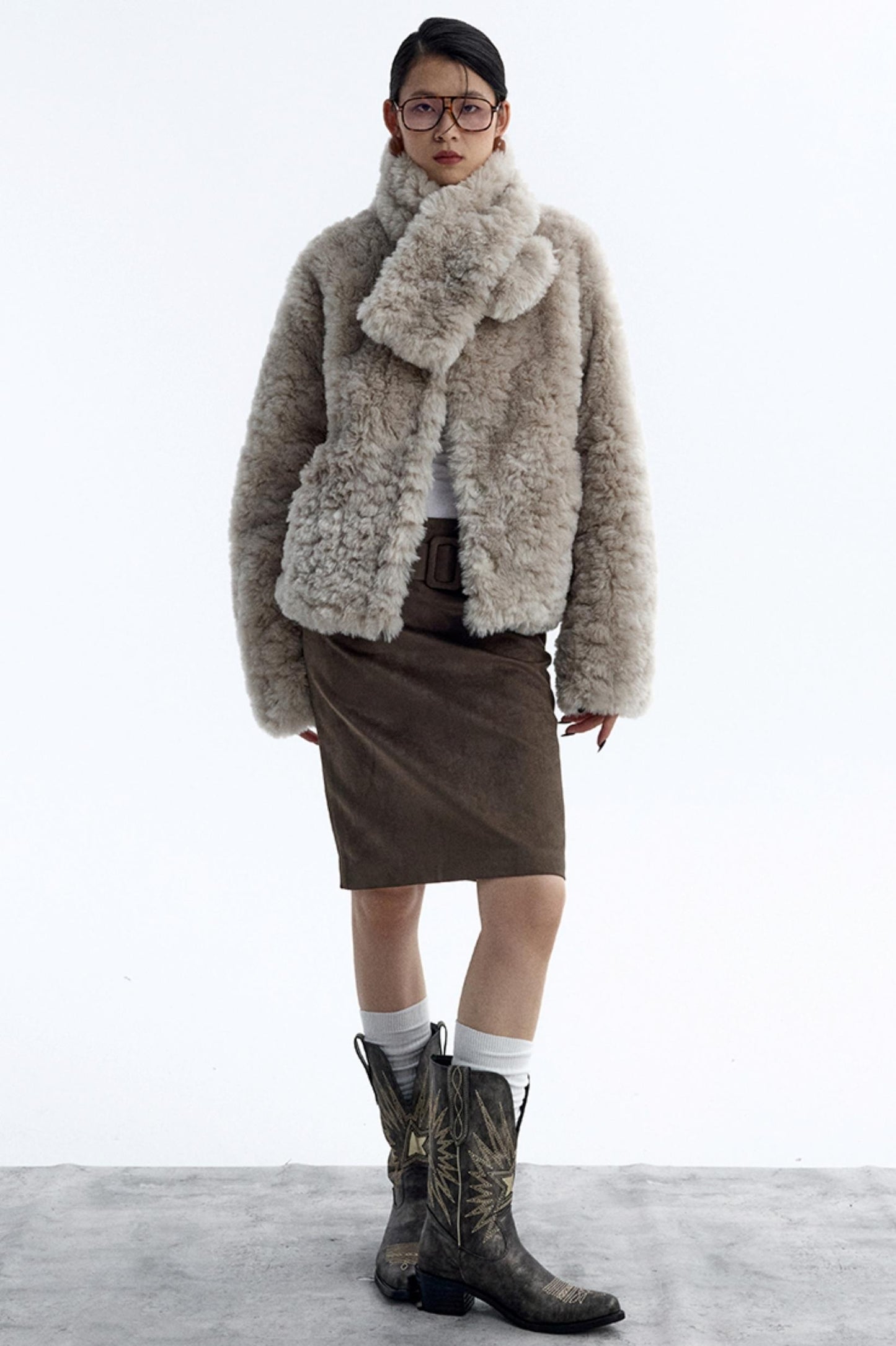 Detachable Belt Suede Skirt