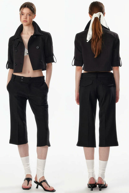 Cropped Convertible Collar Top