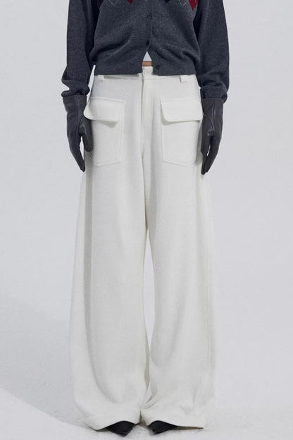 Warm Fleece Wide-Leg Pants