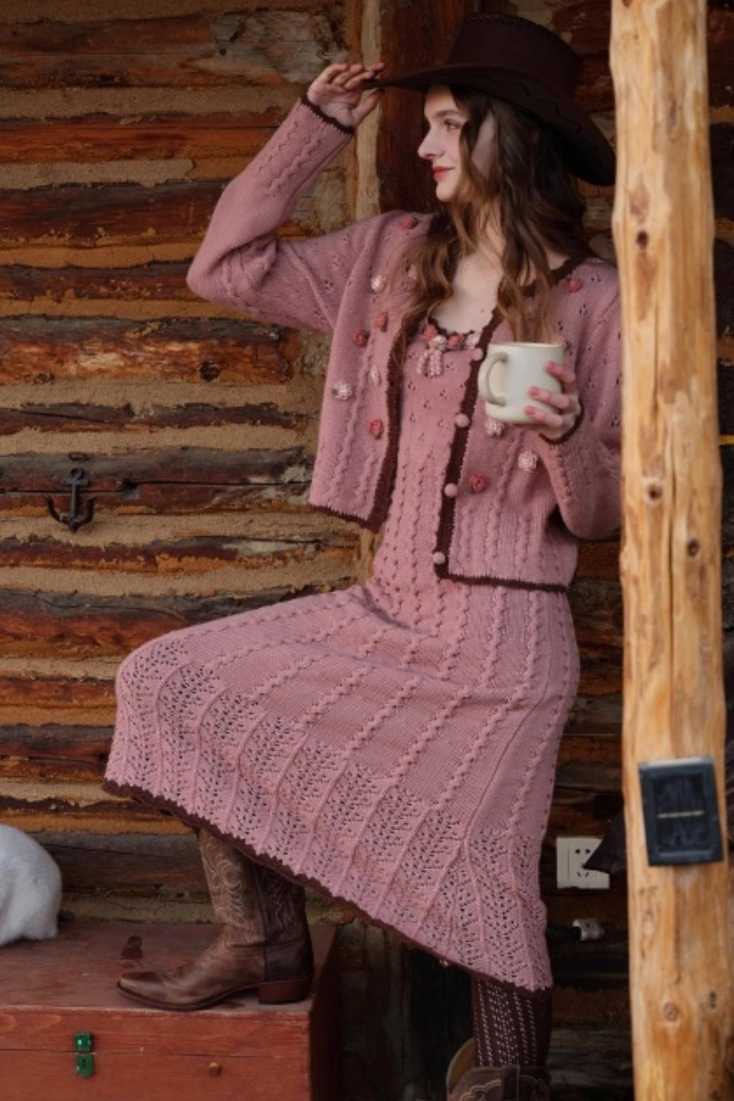 Juliet Retro Wool Knit Dress Set-Up