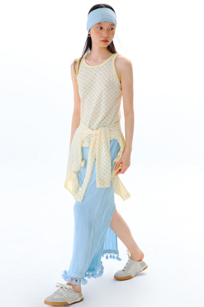 Three-Dimensional Flower Bubble Texture Knitted Vest Set