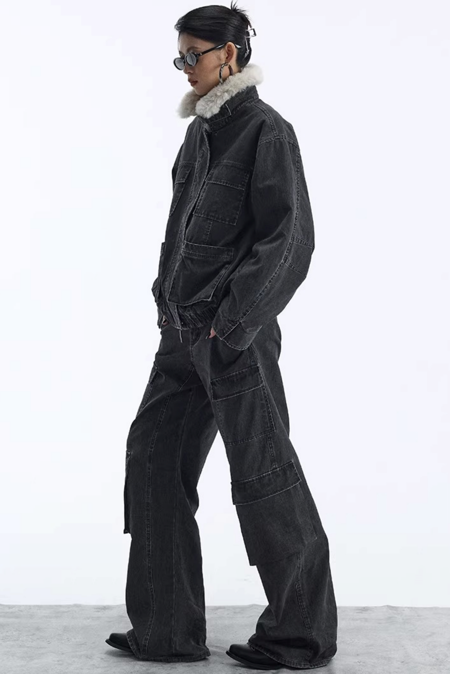 Abnehmbarer Kunstfellkragen gepolsterte Jacke