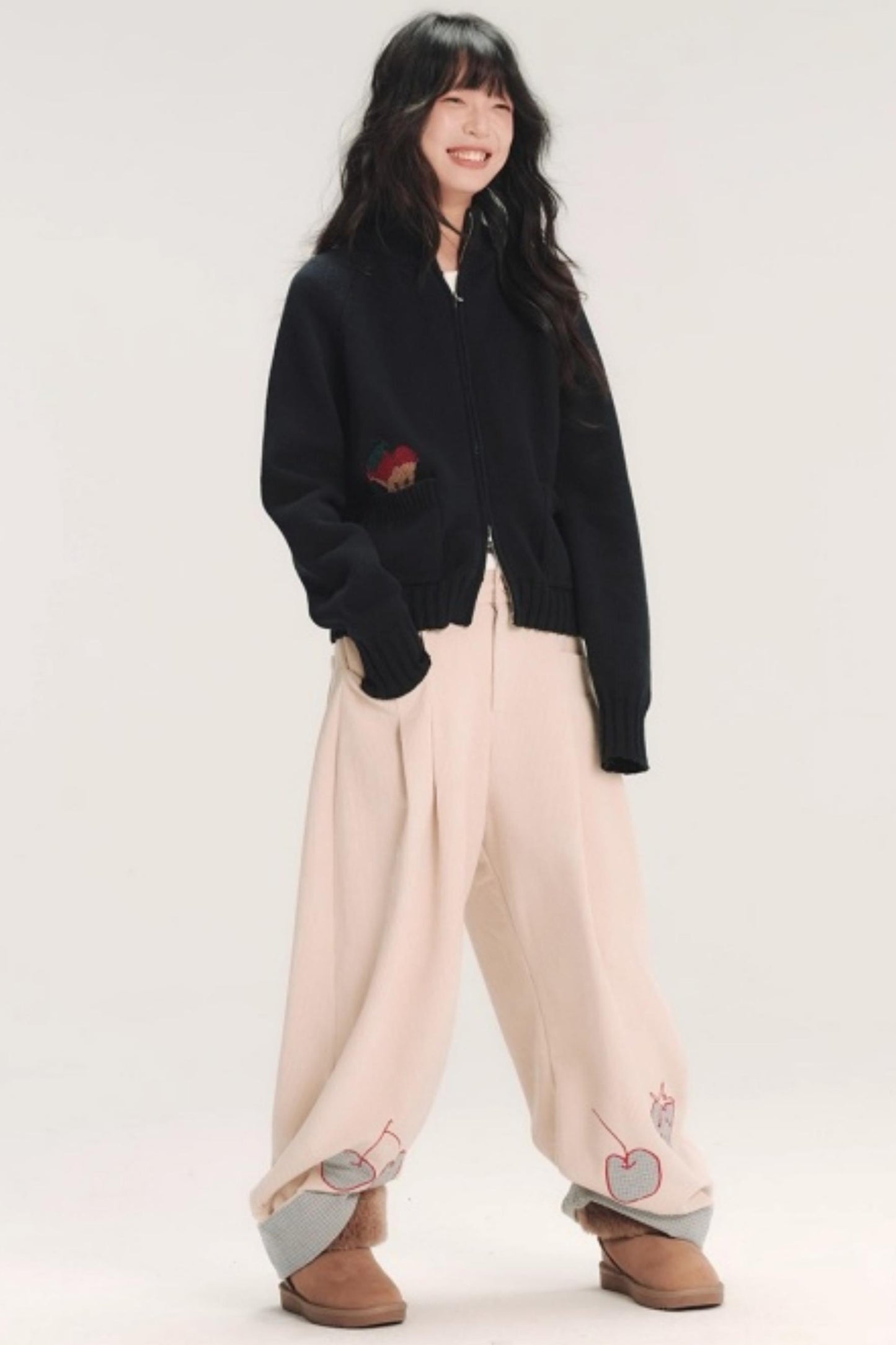 Hand-Painted Plaid Corduroy Pants