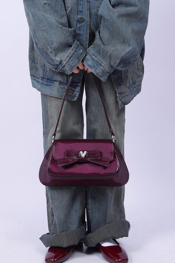 Vintage Glossy Crossbody Bag