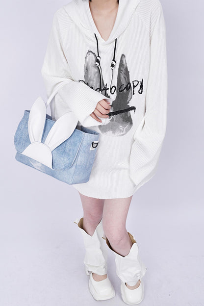 Denim Rabbit Tote Bag