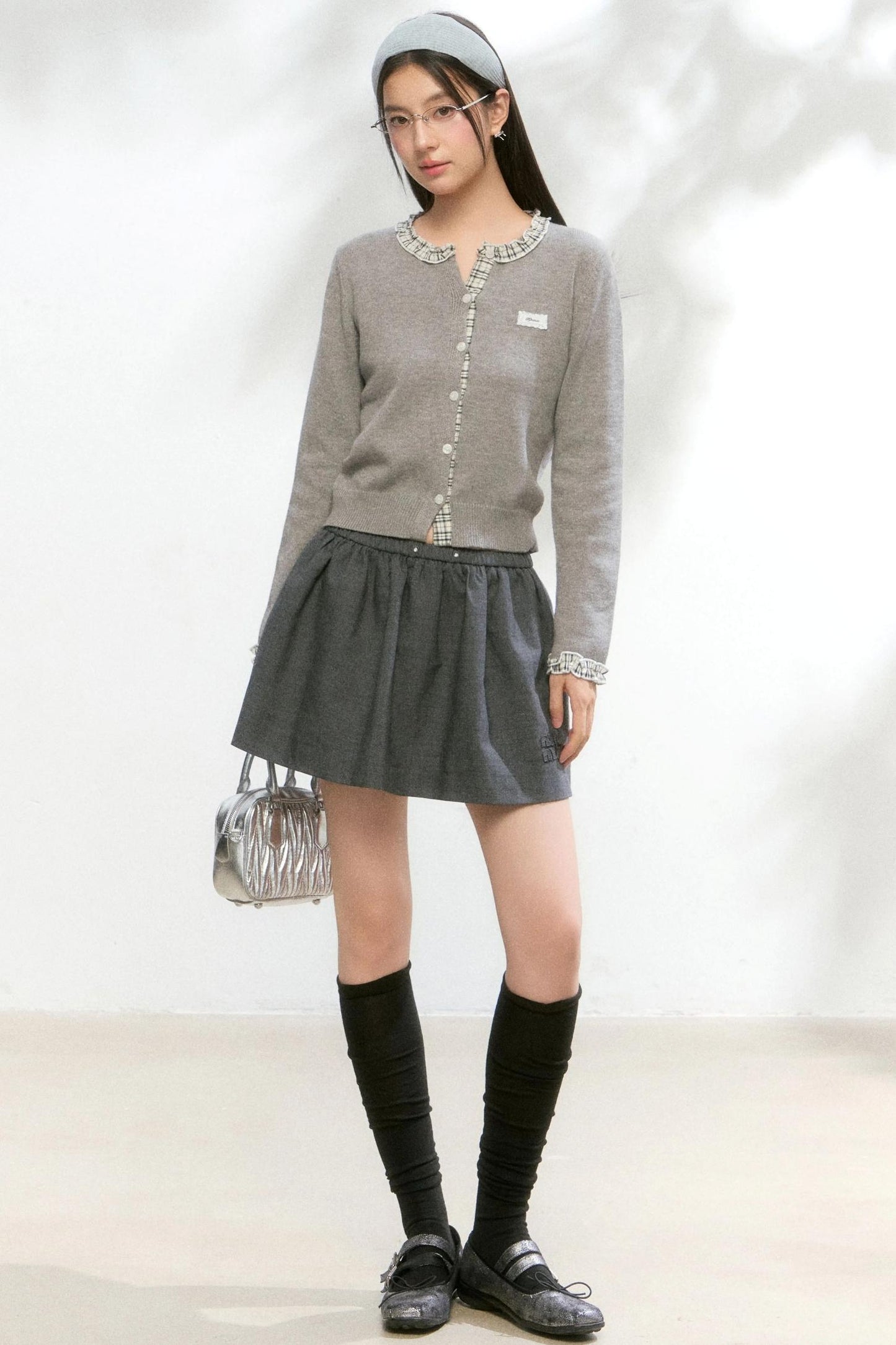 Fake Layered Contrast Knit Top Set-Up