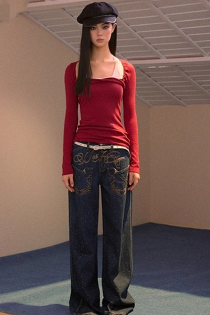 Color-Block Halter Knit Sweater