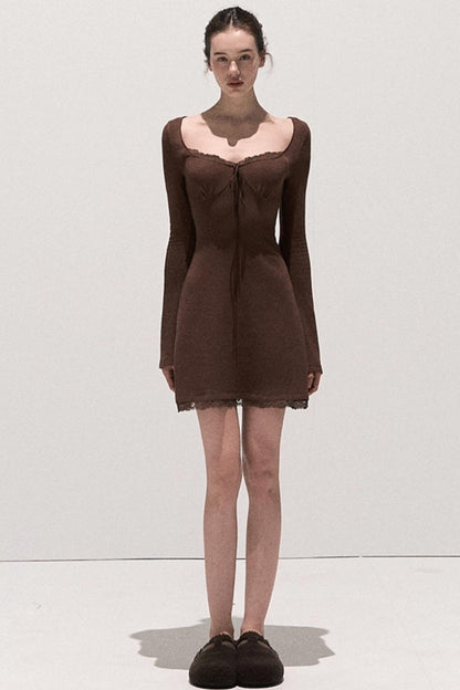 Basic Lace Knit Waist Dress