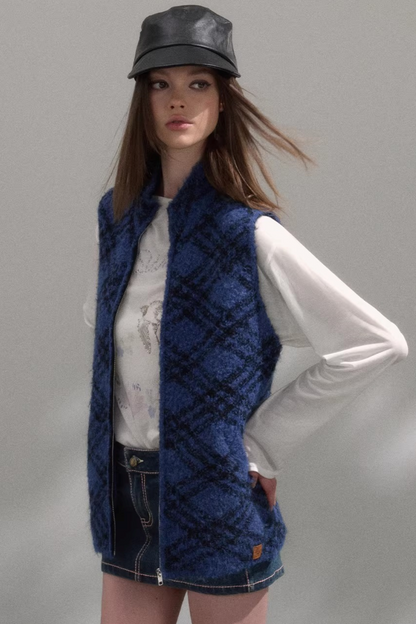 Retro Plaid Knitted Vest