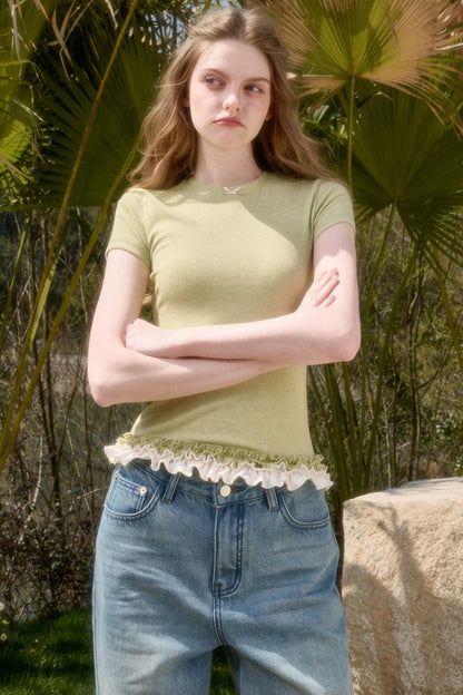Comfortable Knit Lace Top