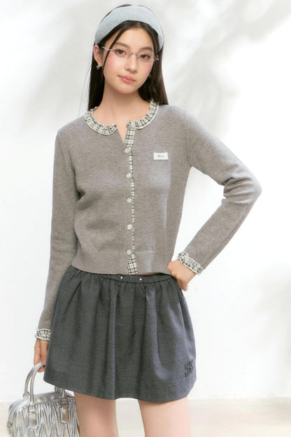 Fake Layered Contrast Knit Top Set-Up