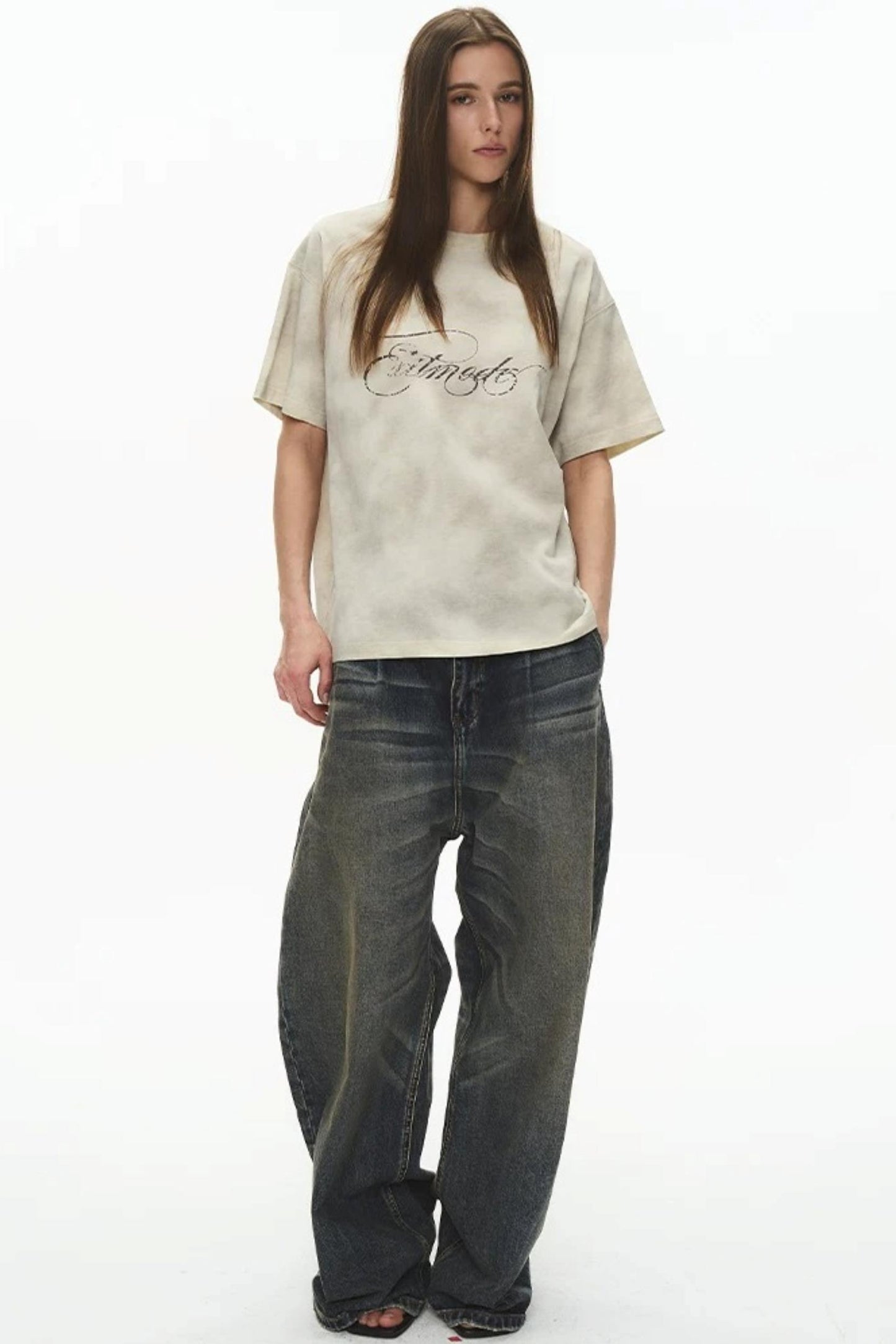 Retro Loose Cotton Spray-Painted T-Shirt