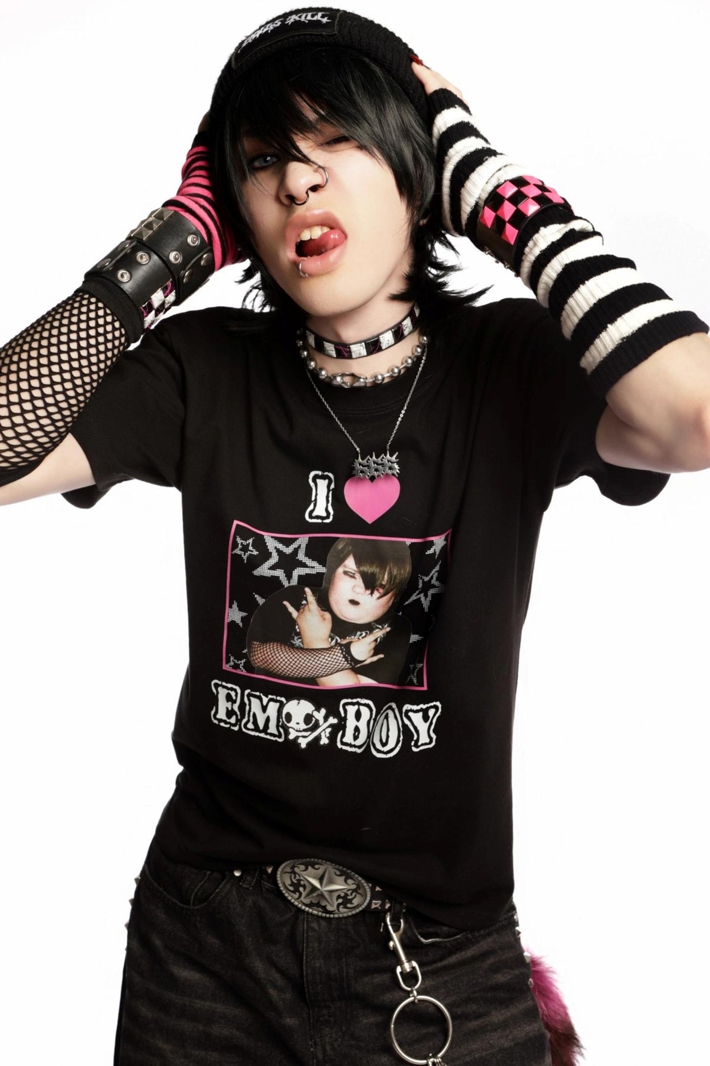 Versatile Gothic Slim Shoulder T-Shirt