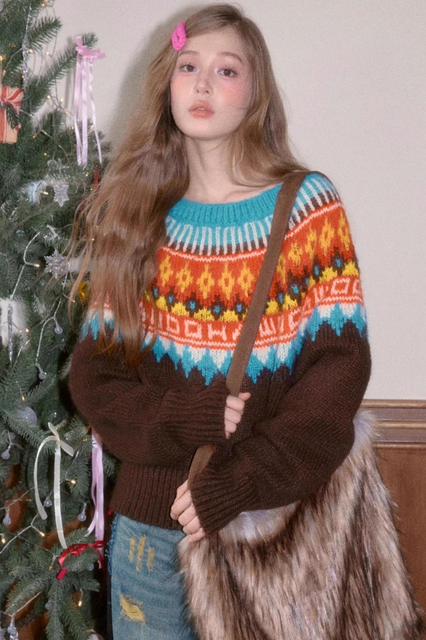 Brushed Fair Isle Winter Sweater