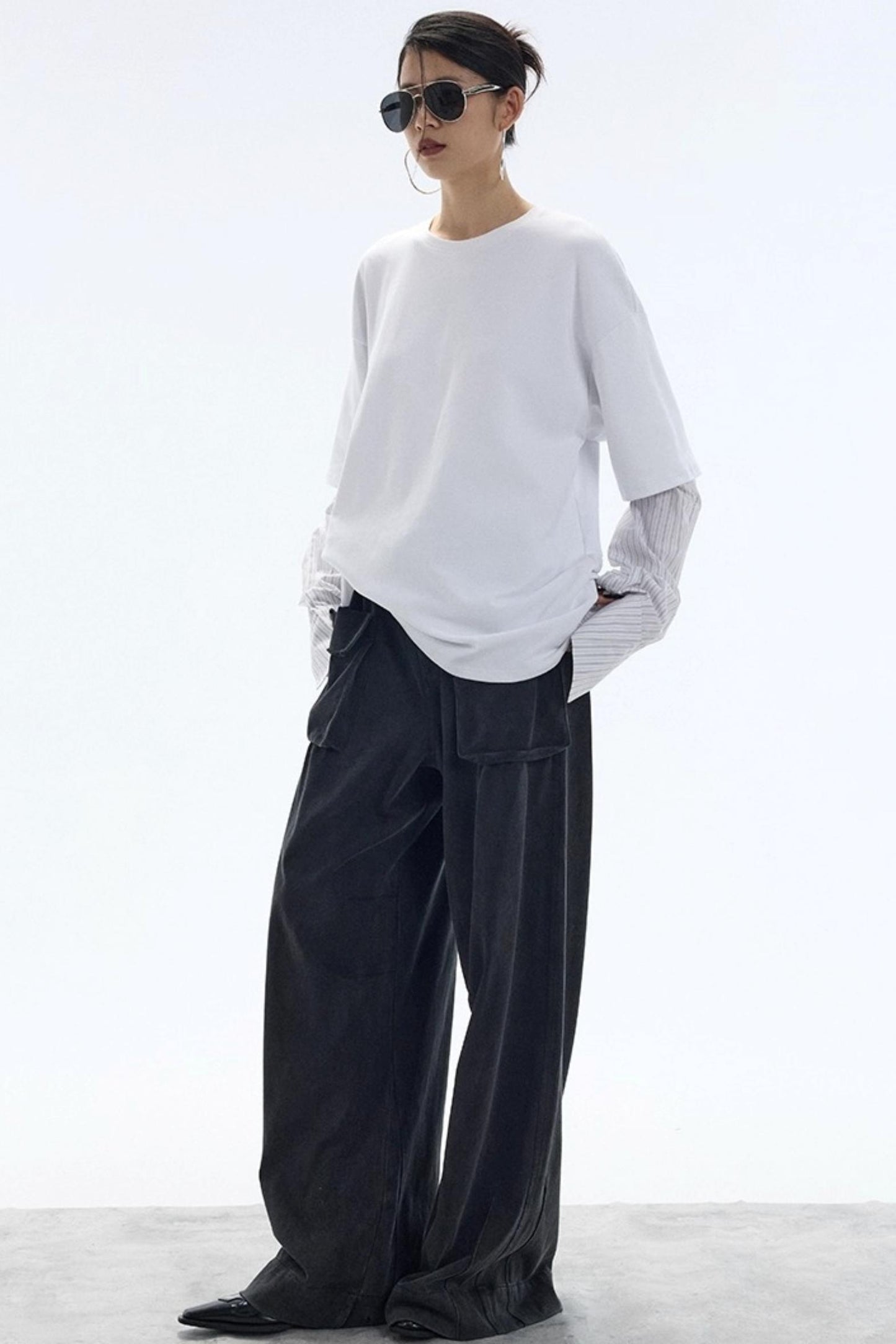 White Striped Crew Neck T-Shirt