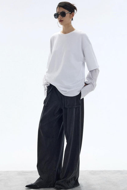 White Striped Crew Neck T-Shirt