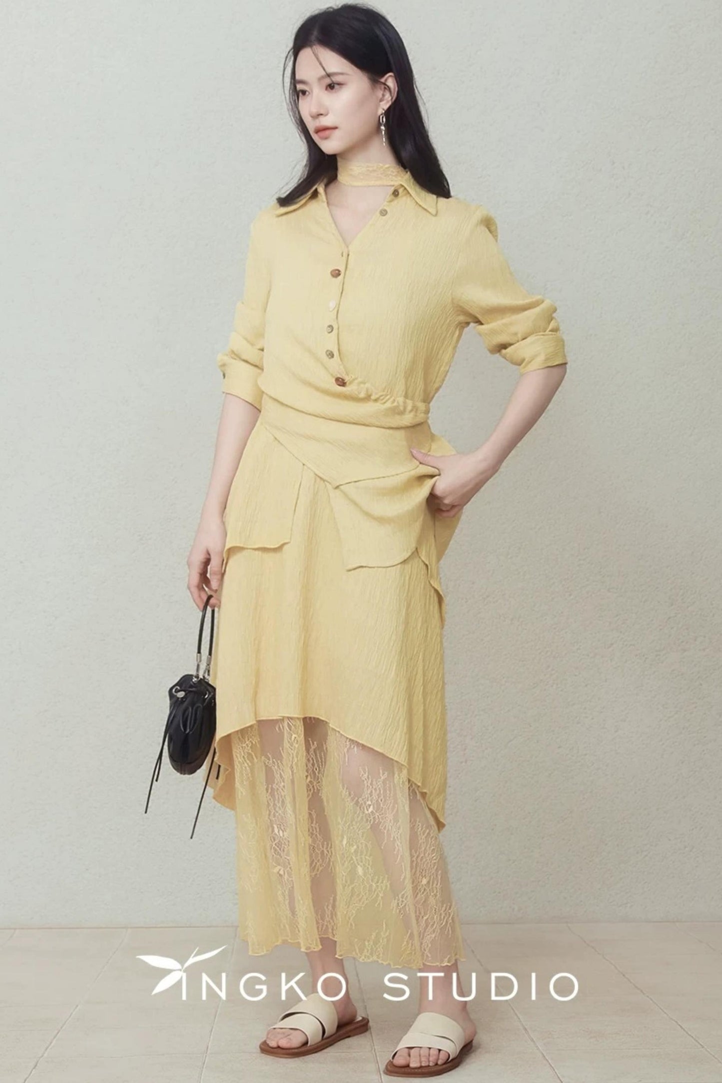 Yellow Patchwork Slip Dress