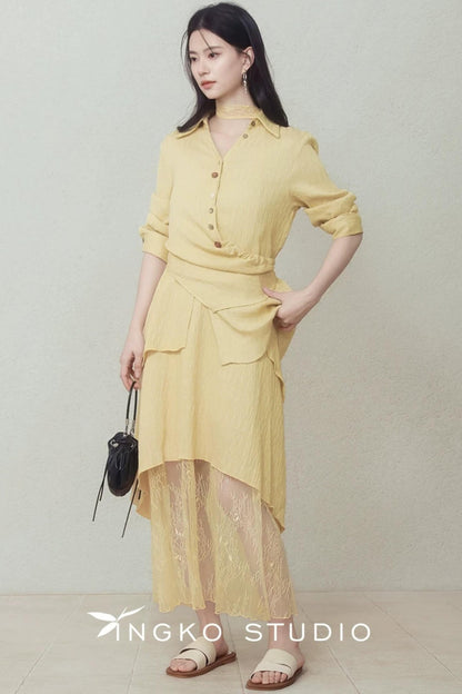 Yellow Patchwork Slip Dress