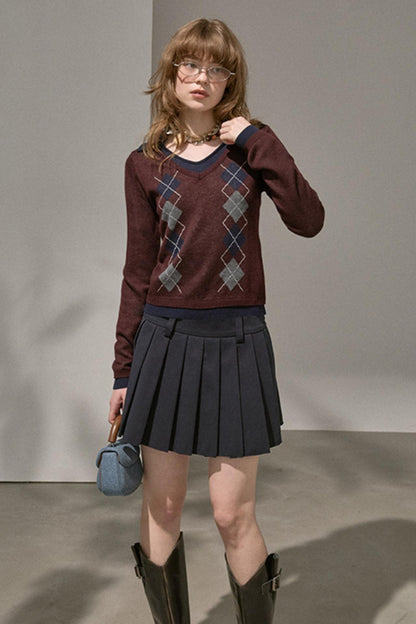 Slim V-Neck Warm Knitted Top