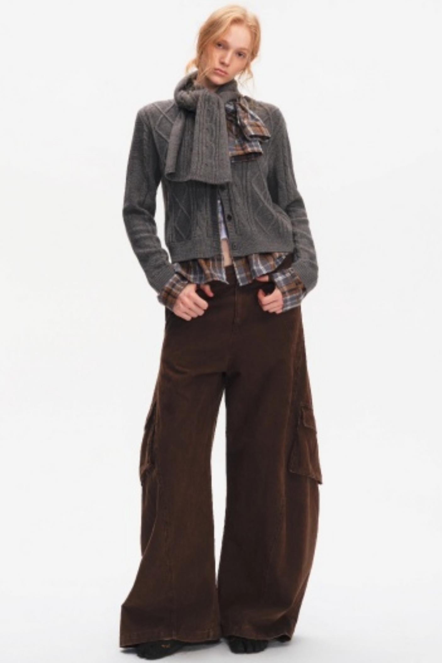 Wool Twist Pattern Cardigan Set-Up