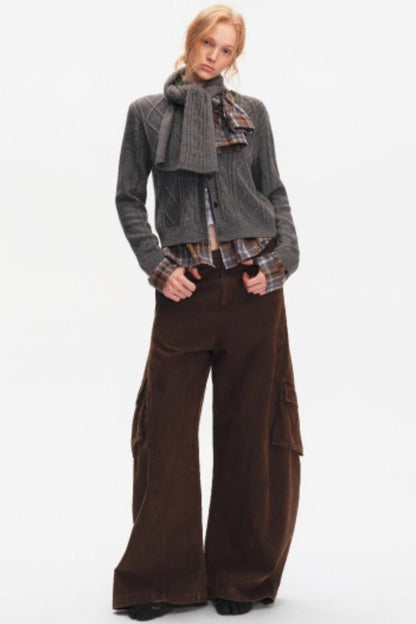 Wool Twist Pattern Cardigan Set-Up