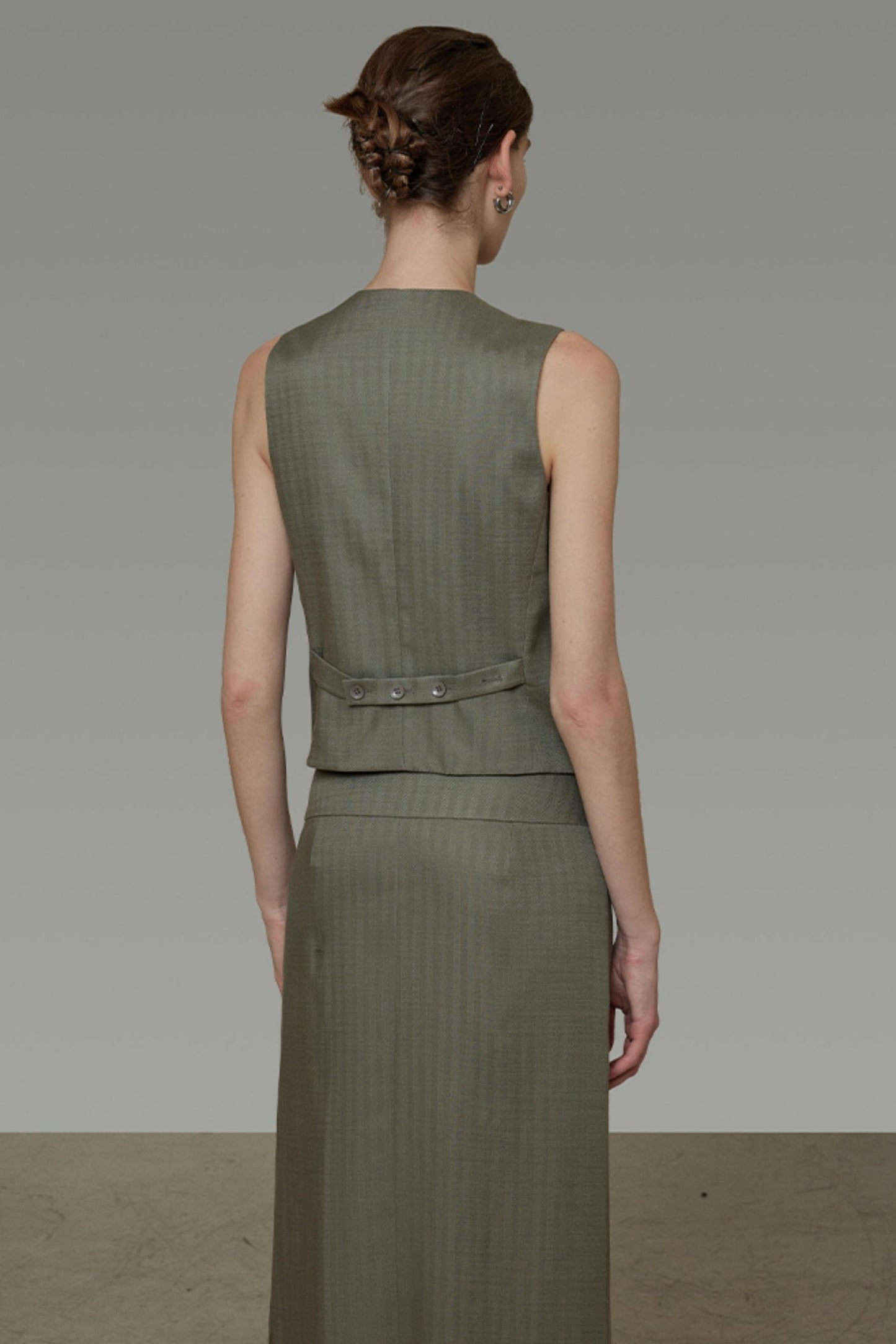 Autumn Draped Loose Vest Skirt Set-Up