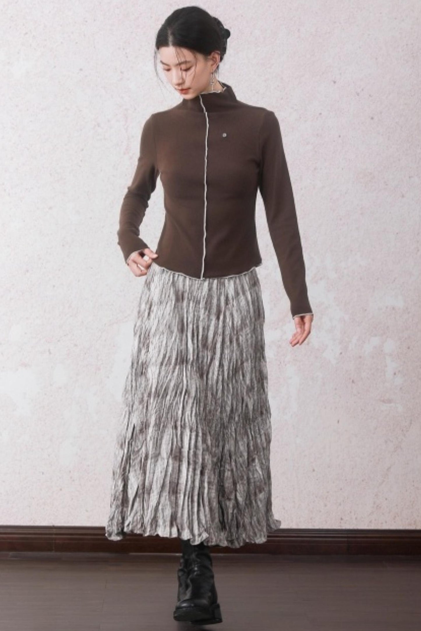 Cocoa Brown Half-Turtleneck Top