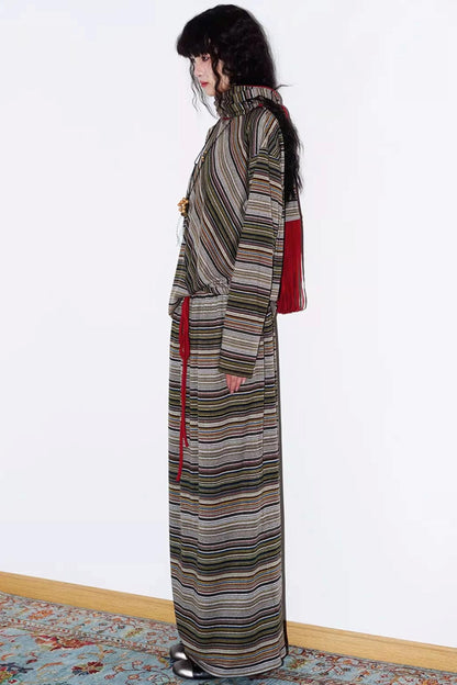 Striped Brushed Long-Sleeved Top