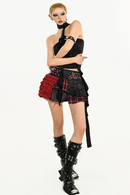 Retro Spice Plaid Bustier Skirt
