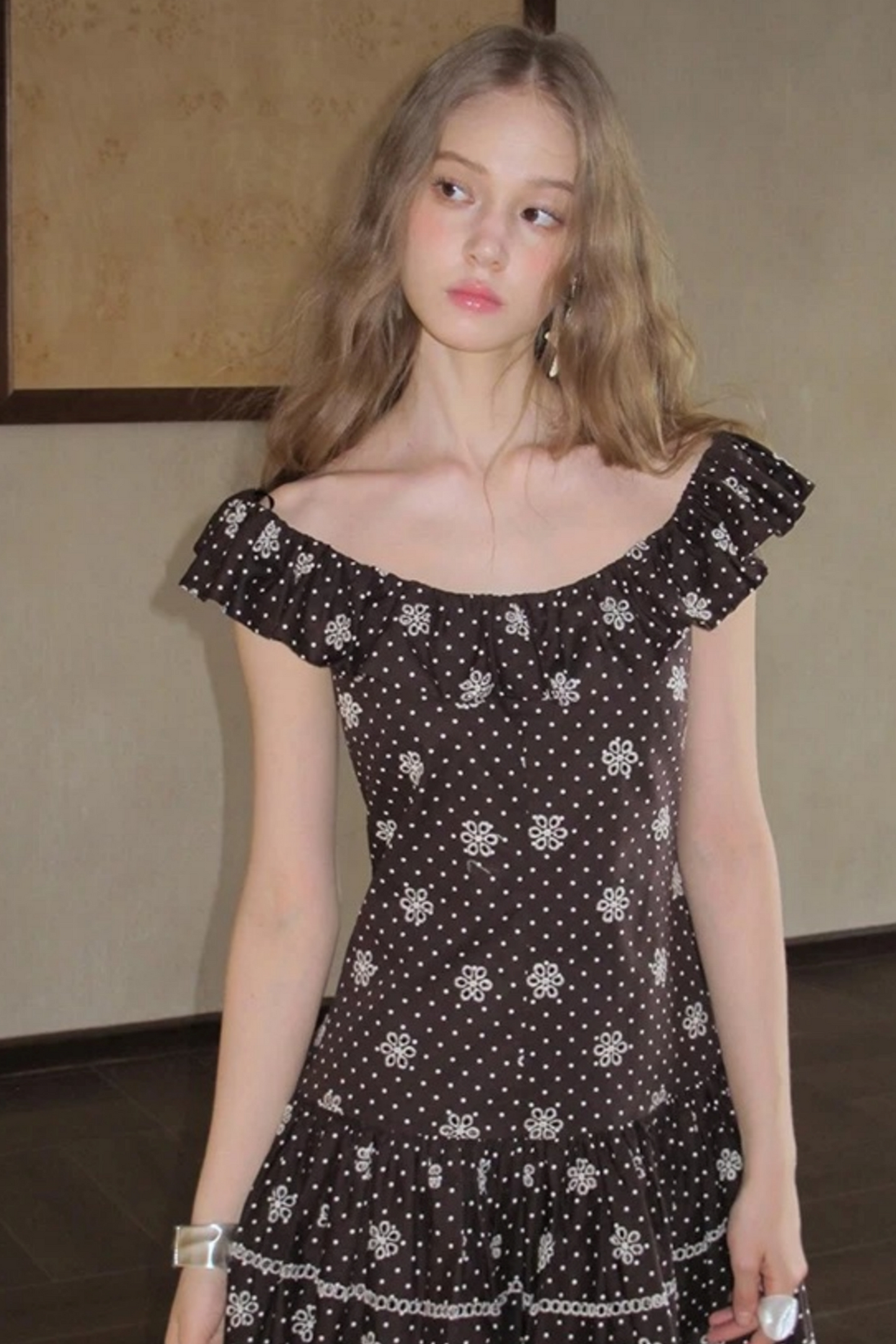 Embroidered One-Shoulder Dress