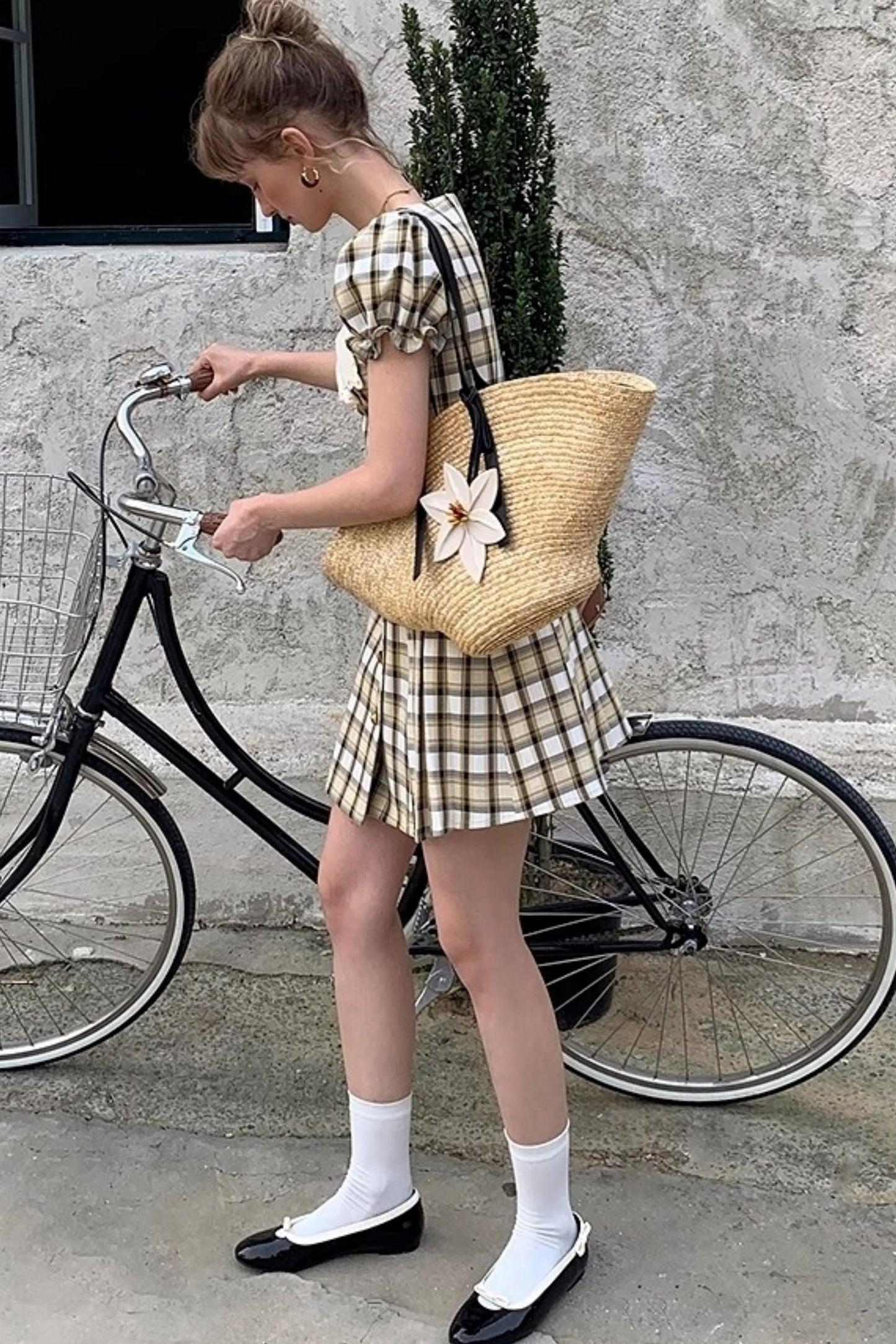 Moon Flower Vintage Yellow A-Line Dress