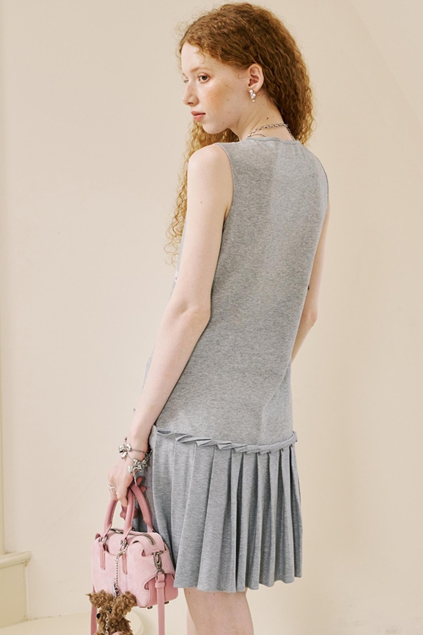 Chic V-Neck Lace Knit Dress