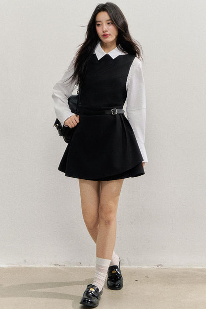 SunsetPark Plaid Leather Buckle Dress