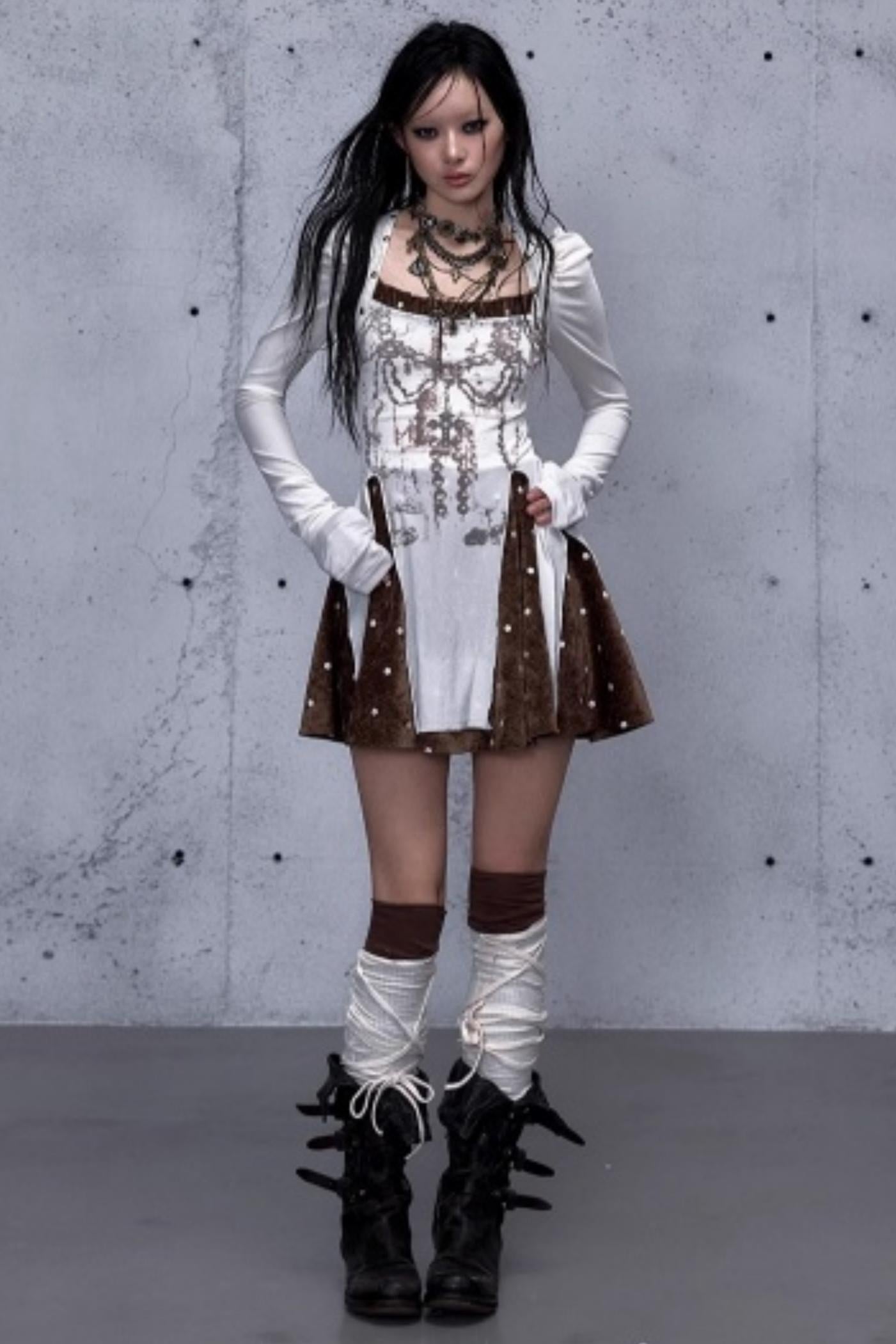 Baroque Velvet Plaid Dress