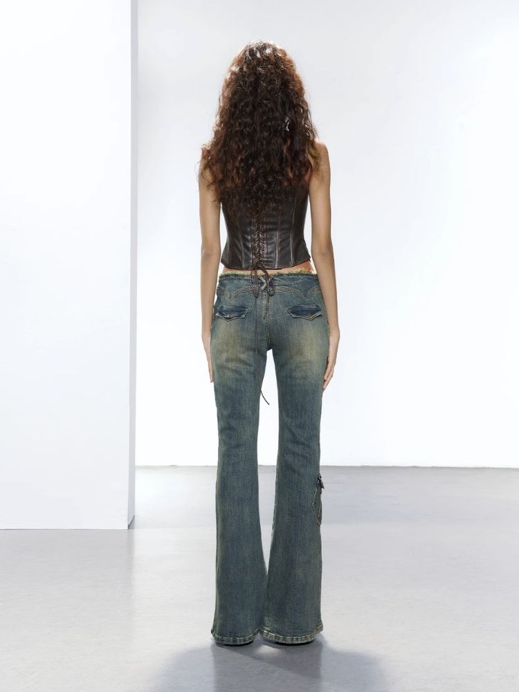 Denim Micro Flare Pants