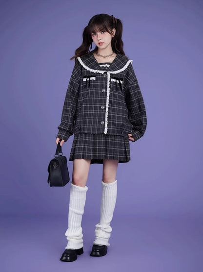 Sailor Collar Fake Two Piece One Piece Jacket