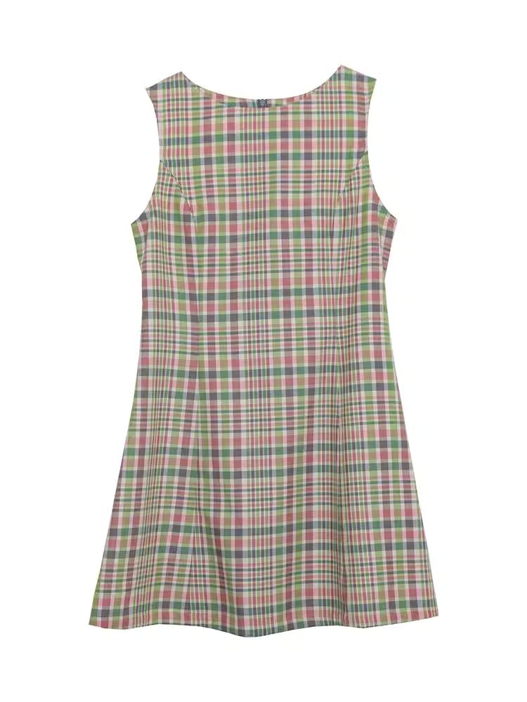 Plaid Classic One Neck Tank Skirt