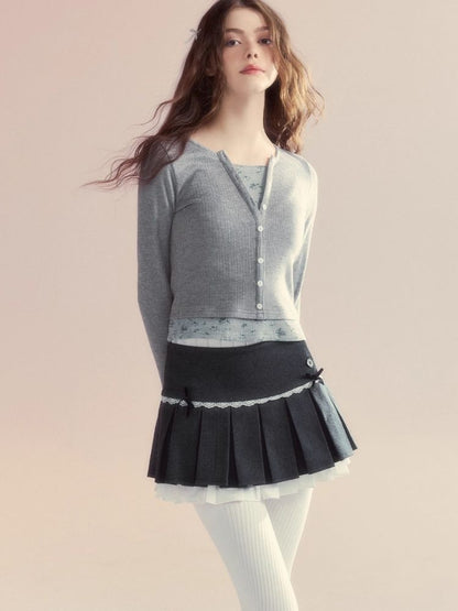 Fake Two Piece Knit Long Sleeve T-Shirt