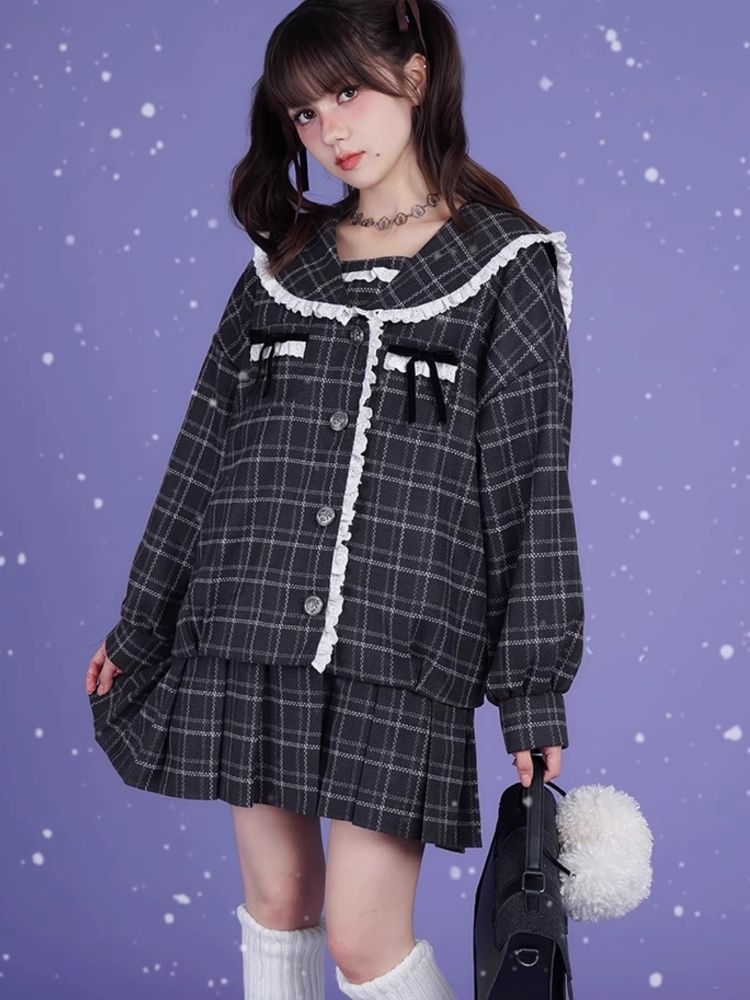 Sailor Collar Fake Two Piece One Piece Jacket