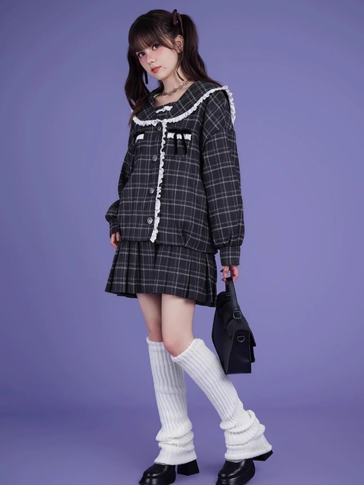 Sailor Collar Fake Two Piece One Piece Jacket