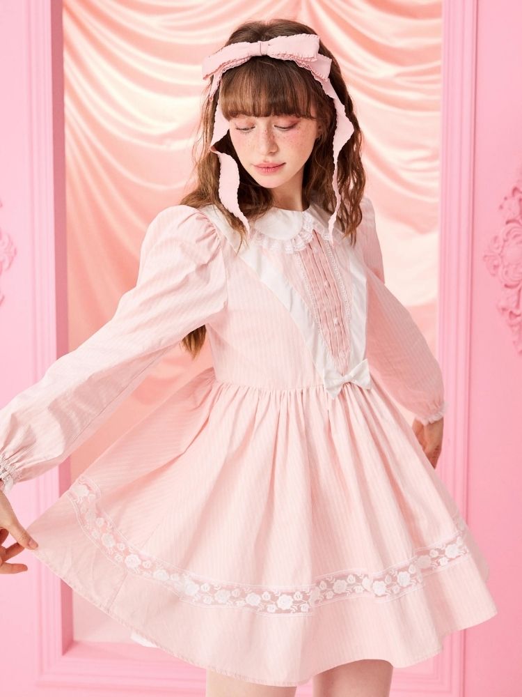 Doll Neck Bubble Sleeve Dress