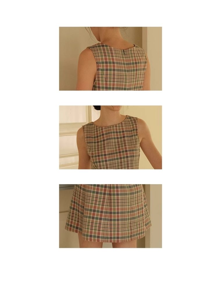 Plaid Classic One Neck Tank Skirt