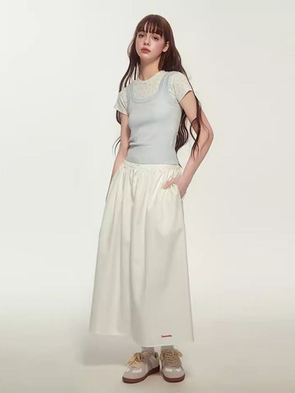 French A-line large swing long skirt