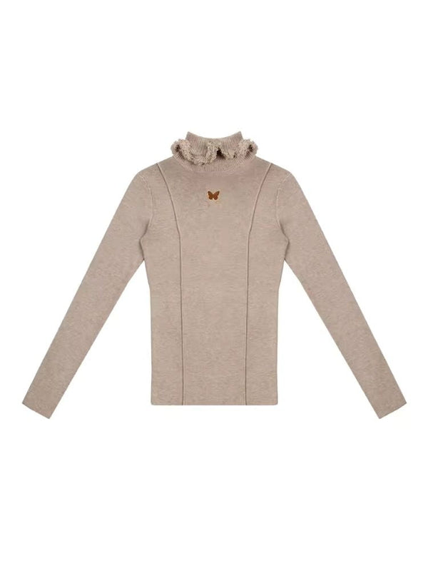 High neck round neck top